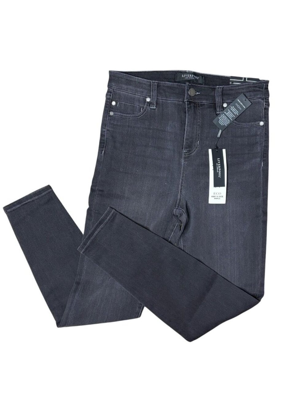 NWT Liverpool Abby Hi-Rise Ankle Eco Skinny Jeans Black Gray Size 6/28 Petite